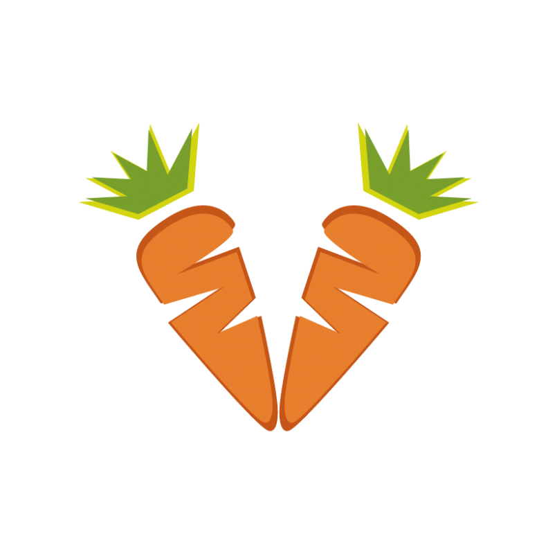 Zanahorias Naranja y verde en forma de V